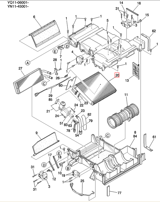 YN20M00107S020 Evaporator For SK200-8 SK210-8 Sk250-8 SK260-8 SK350-8 SK380-8 SK350-9 SK295-8 YN20M00107S020 Evaporator For SK200-8 SK210-8 Sk250-8 SK260-8 SK350-8 SK380-8 SK350-9 SK295-8