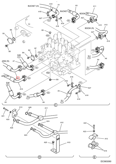 YN03H01886D1 Hydraulic hose For SK200-8 SK210-8 SK210-9