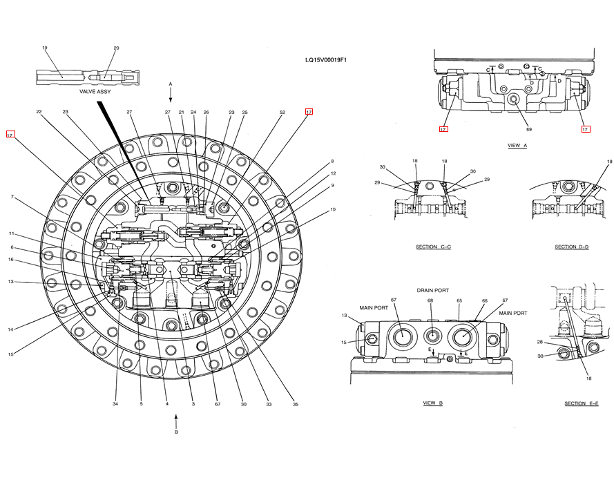 YN23V00003F1 Relief Valve For Kobelco SK170-9 SK235SR SK230-6E SK250LC SK200-6E