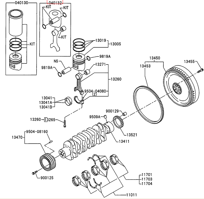 VHS040132124A VHS040132124A J05E J08E Engine Piston Pin Kits For SK200-8 SK210-8 SK250-8 SK260-8