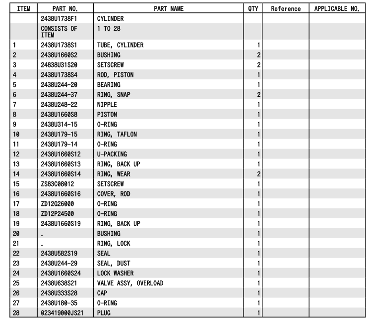 2438u1660s12 u-packing  Cylinder Oil Seal For RK250