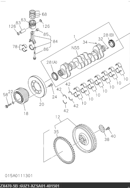 8976030465 8-97603046-5 6UZ1 Engine Crankshaft For ZX470-5B 8976030465 8-97603046-5 6UZ1 Engine Crankshaft For ZX470-5B