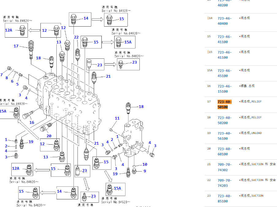 723-40-50100 7234050100 Main Relief Valve for Komatsu 6D95 PC200-6 723-40-50100 7234050100 Main Relief Valve for Komatsu 6D95 PC200-6
