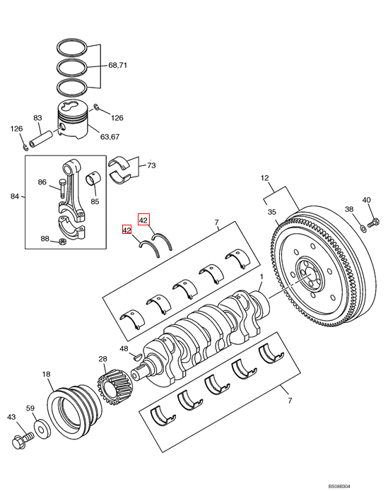 VI8980637830 8980637830 8-98063783-0 4LE2 Engine Crankshaft Thrust For SK75-8 SK70SR SK80SC