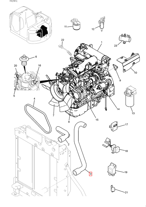 YT05P01239P1 Radiator Hose For SK75-8 SK70SR SK80SC YT05P01239P1 Radiator Hose For SK75-8 SK70SR SK80SC