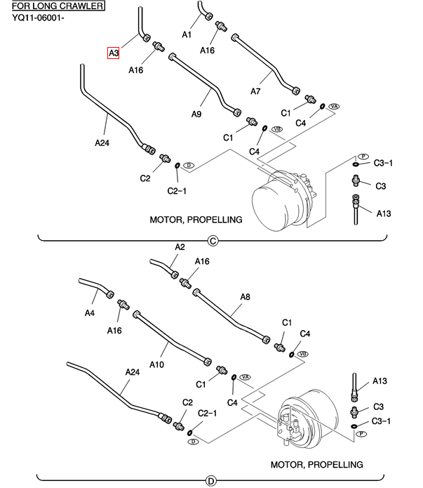 YN02H01613P1 Tube For SK200-8 SK210-8 SK215SR