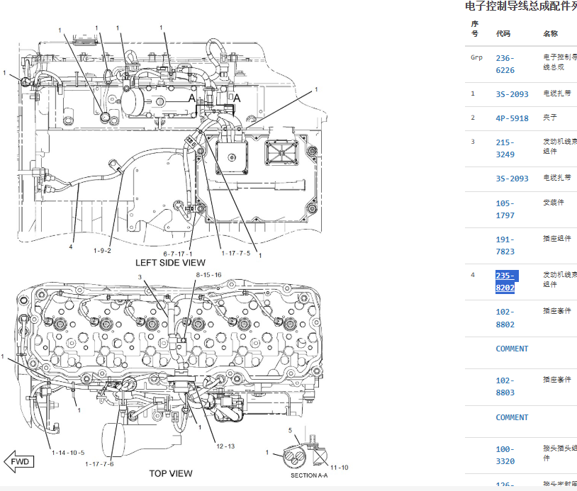 235-8202 2358202 C9 Engine Wiring Harness For CAT 330D 336D