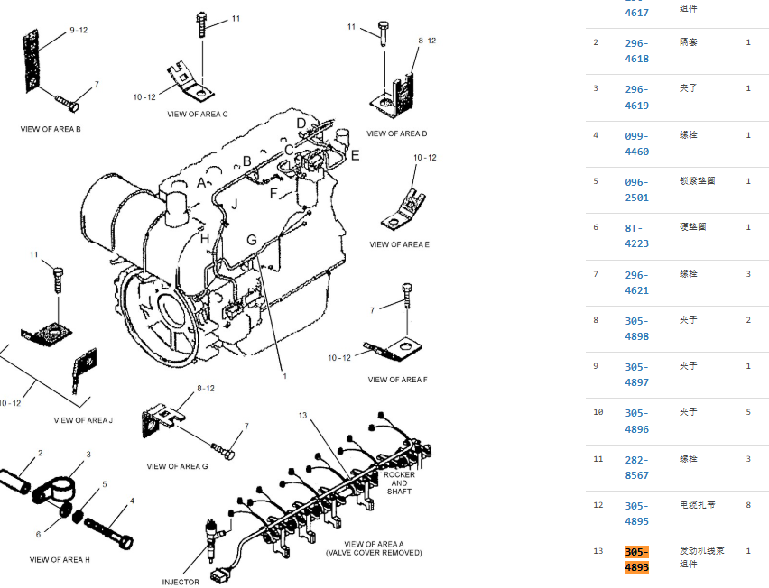 305-4893 3054893 C6.4 Engine Injector Wiring Harness For CAT 320D 321D 323D