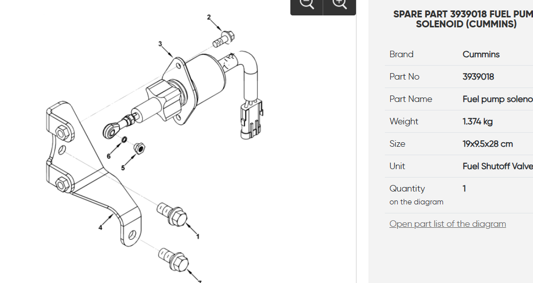3939018 Fuel Stop Off Solenoid For Cummins 6C8.3 ISC8.3 Engine