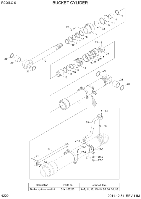 31Y1-30290 31Y130290 Bucket Cylinder Seal Kit For R290LC-9 R300LC-9A R300LC-9S R380LC-9 R520LC-9 31Y1-30290 31Y130290 Bucket Cylinder Seal Kit For R290LC-9 R300LC-9A R300LC-9S R380LC-9 R520LC-9
