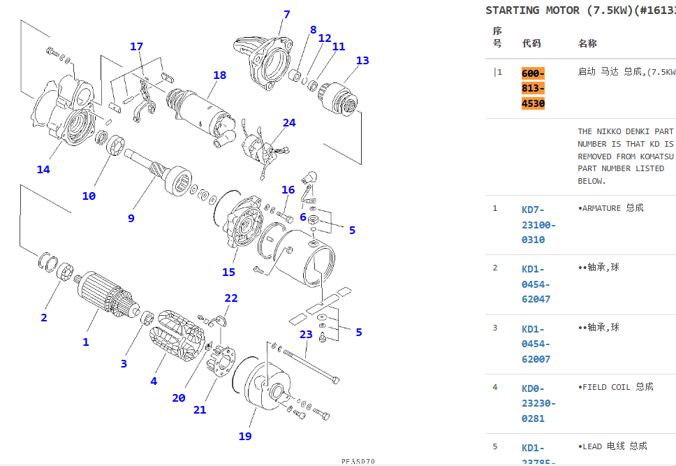 0-23000-3152 600-813-4530 6008134530 6D125 Engine Starter Motor For PC450-8