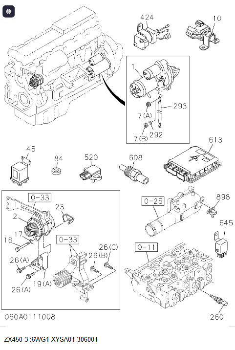 1811003414 1-81100341-4 6WG1 Engine Starting Motor For ZX450-3 ZX470-5G ZX470-3 ZX480-3 ZX500-3 1811003414 1-81100341-4 6WG1 Engine Starting Motor For ZX450-3 ZX470-5G ZX470-3 ZX480-3 ZX500-3