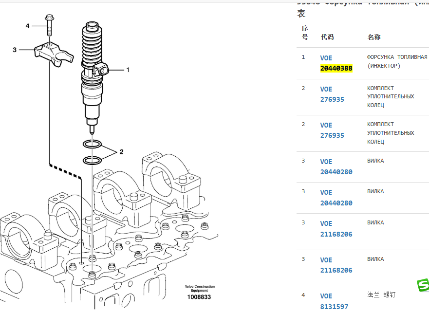 VOE20440388 20440388 D12D Engine Fuel Injector For EC360B EC330B