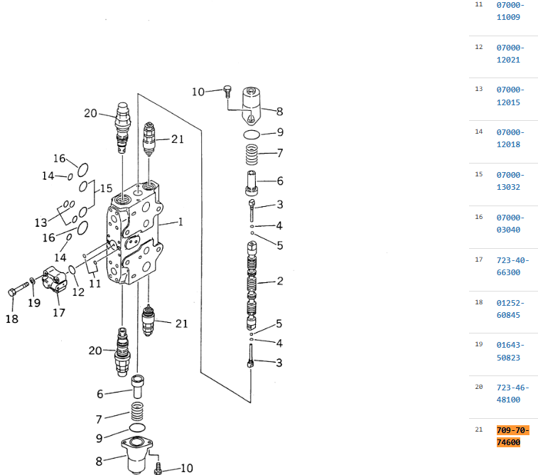 709-70-74600 7097074600 Relief Valve For PC130-8 PC200-6S PC100-5 PC100-6 709-70-74600 7097074600 Relief Valve For PC130-8 PC200-6S PC100-5 PC100-6