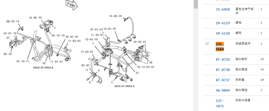 231-1664 2311664 Main Control Valve Harness For CAT 365C 231-1664 2311664 Main Control Valve Harness For CAT 365C