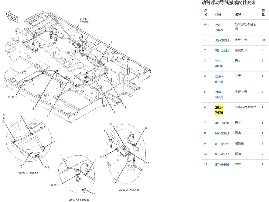 291-7470 2917470 Wire Harness For CAT 323D