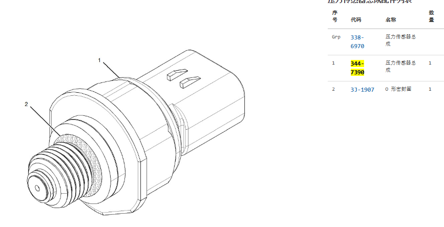 344-7390 3447390 Pressure Sensor Switch For CAT 311F 312E 314E 316E 318E 320E 323D2 323E 329E 330D