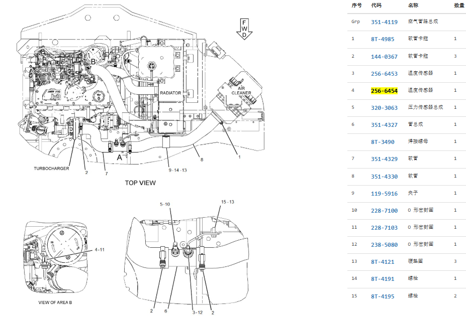 256-6454 2566454 Water Temperature Sensor For CAT 312E 314E 316E 318E  320E  323D2 323E 329E