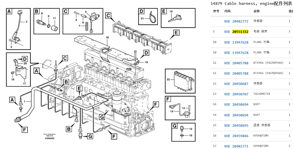 VOE20551332 20551332 D6D Engine Wiring Harness For EC210B EC210 VOE20551332 20551332 D6D Engine Wiring Harness For EC210B EC210