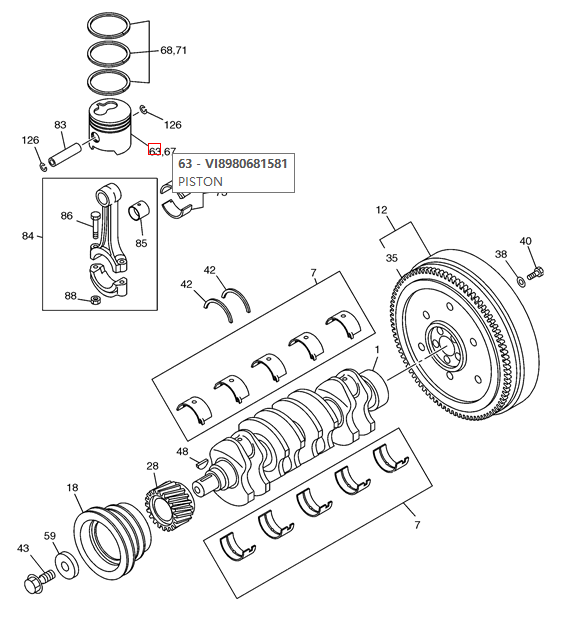 8-98068158-2 8980681582 VI8980681581 4LE2 Engine Piston For SK75-8 SK70SR SK80SC