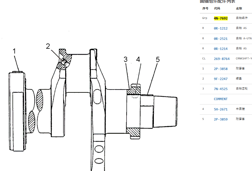 4N-7692  4N7692 3304 Engine Crankshaft For CAT 225 215