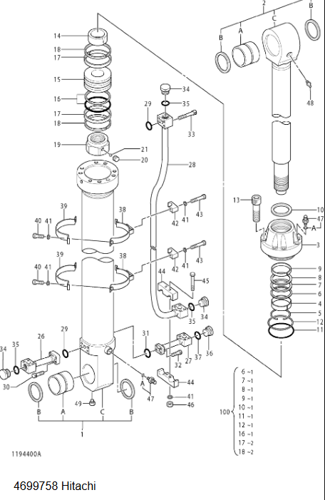 4699758 Arm Cylinder Seal Repair Kit For EX1200-6 4699758 Arm Cylinder Seal Repair Kit For EX1200-6