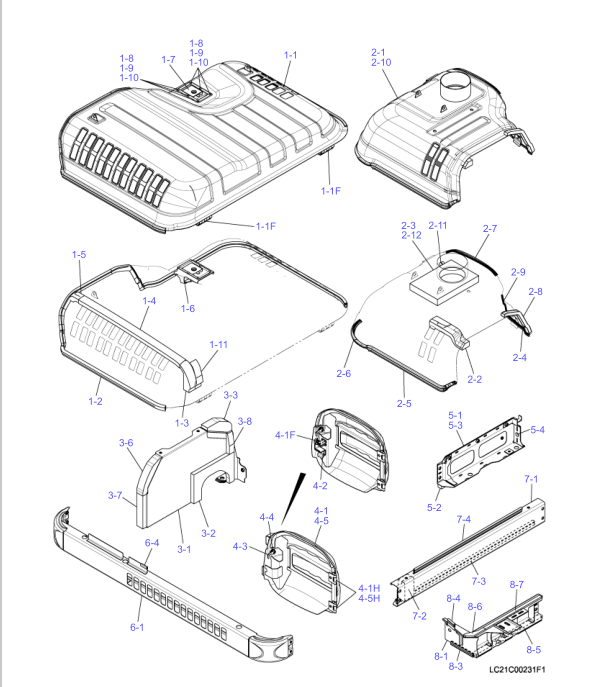 LC22C01402P1 J08E engine bonnet for SK330-10 SK350-10 SK380-10 LC22C01402P1 J08E engine bonnet for SK330-10 SK350-10 SK380-10