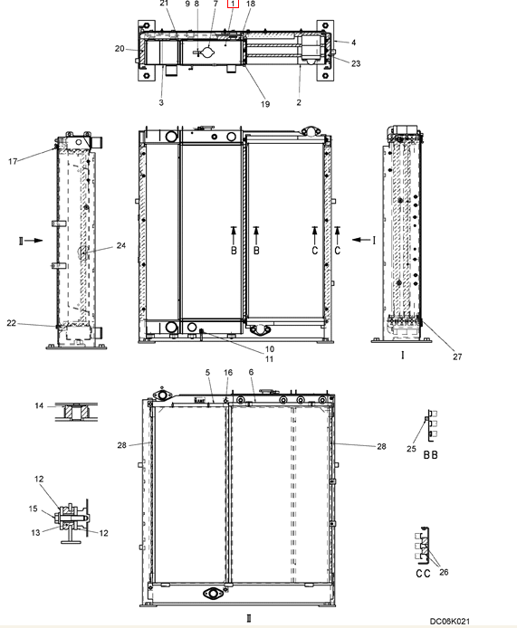 LC05P00043S001 Water Tank Radiator for SK350-8 SK330-8 SK380-8 LC05P00043S001 Water Tank Radiator for SK350-8 SK330-8 SK380-8