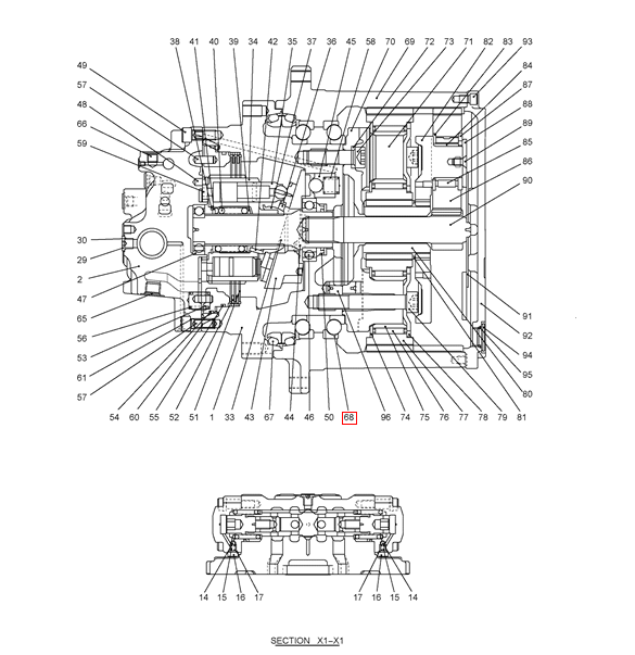 LQ15V00007S077 Final Drive Bearing For SK250-8 SK170-9 SK235SR SK250LC SK250-6E SK210-9