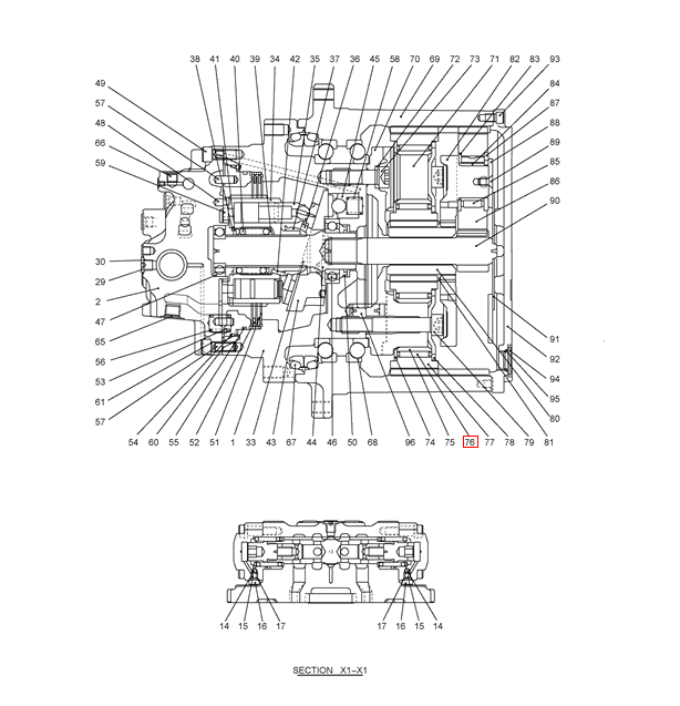 LQ15V00020S076 Final drive reduction gearbox bearing For SK260-8 SK250-8 SK235SR LQ15V00020S076 Final drive reduction gearbox bearing For SK260-8 SK250-8 SK235SR