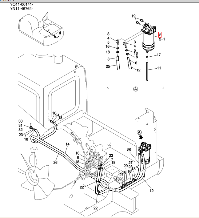 VH233002800A Fuel Filter Assembly For SK200-8 SK210-8 SK250-8 SK260-8 SK350-8 SK380-8