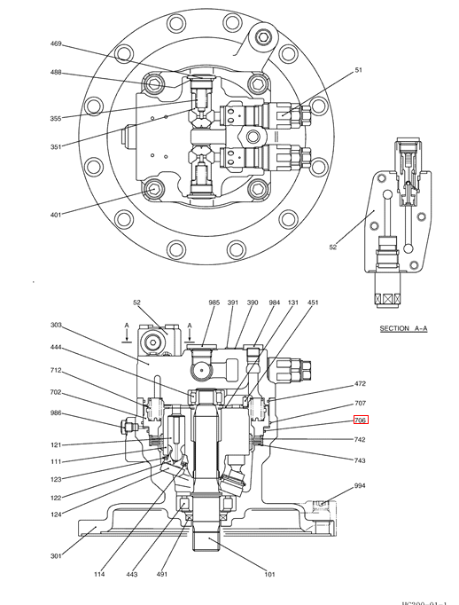 2441U785S706 Swing Motor O-Ring for SK290-6E SK295-8 SK350-8 SK350-9 SK850 SK330-8