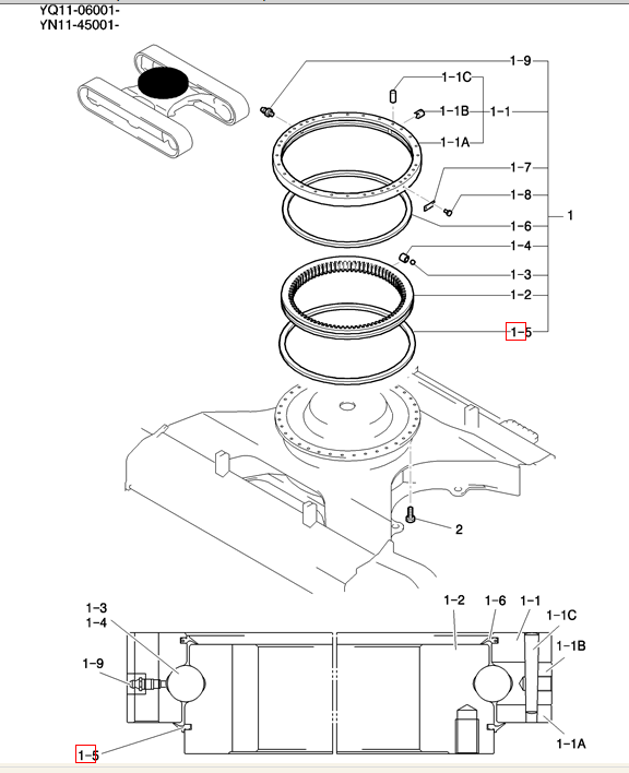 YN40F01024D1 Swing Bearing Seal For SK200-8 SK210-8 SK250-8 SK260-8 SK210-9 YN40F01024D1 Swing Bearing Seal For SK200-8 SK210-8 SK250-8 SK260-8 SK210-9