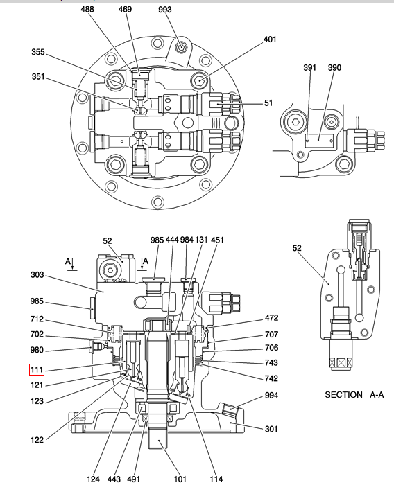 YN15V00025S111 M5X130 Swing Motor Cylinder Block For SK200-8 sk200-6e sk210-8  SK210-9 SK215SR